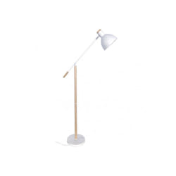 Fabrilamp - Biel 1xe27 blanc/hêtre 151x25x70 cm pied de salon, réglable à 360º et articulé