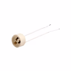 Douille GU10 en céramique. Le câble a une extension de 15 cm. Ses dimensions sont de 3x3x3 centimètres.