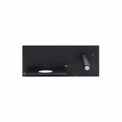 Applique murale série VELÁZQUEZ de couleur NOIRE avec spot pour le côté DROIT vu de face. Elle est fabriquée en métal. Avec T ...