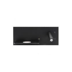Fabrilamp - Applique 2+8w 4000k velazquez dcho noir usb+qi 130lm dual ignition 14x35x14 cm
