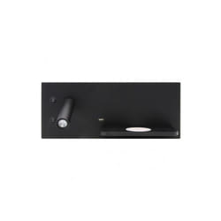 Fabrilamp - Applique 2+8w 4000k velazquez gauche noir usb+qi 130lm double allumage 14x35x14 cm