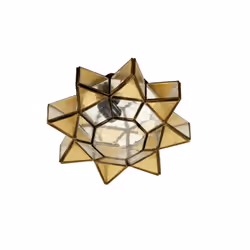 Plafonnier ou applique estrella de de la série AMBARINA en couleur CUIR/AMBRE. Composé de verre et de métal, avec el le fond  ...
