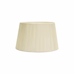 Abat-jour conique ouvert série LAURA de couleur BEIS. Fabriqué en matière textile plissée de type bambula. Conçu pour une dou ...