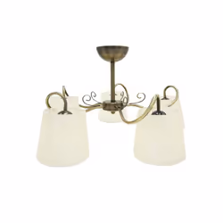 Lampe à cinq lumières de série de luminaires CUZCO en couleur CUIR avec abat-jour BEIGE. Elle est fabriquée en métal et en te ...