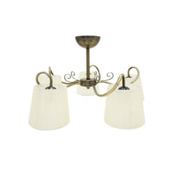 Fabrilamp - Lustre de 5 lumières modèle cuzco en cuir satiné avec abat-jour