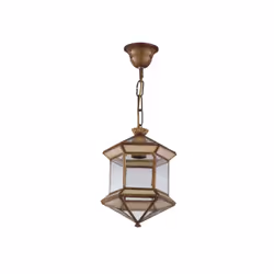 Lanterne de la série GRANADINO avec une finition BRONZE DORÉ et une combinaison de cristaux de couleur OPALINE. Elle est réal ...