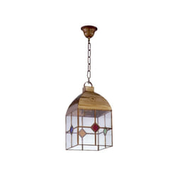 Fabrilamp - Lanterne granadino 4 faces small 1xe27 cuir/couleurs regx16x16 cm