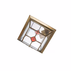 PETIT plafonnier from the GRANADINO series avec une finition LEATHER et une combinaison of crystal of couleur RED au centre o ...