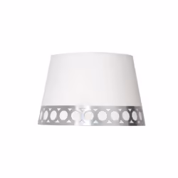 Abat-jour conique ouvert from the DALIA series of WHITE/SILVER, conçu pour s'adapter à une douille E14. Elle est fabriquée en ...