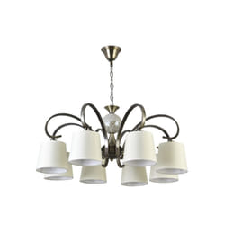 Fabrilamp - Lustre Concordia 8xe14 Abat-jour en cuir beige REGx75x75