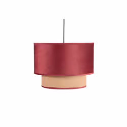 Lampe suspendue de design avec deux abat-jours de la série NERVA en couleur rouge vin. Elle a un diamètre de 40 cm de et une ...