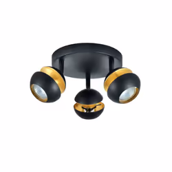 Plafonnier avec trois spots de la série BEETHOVEN en couleur BLACK/GOLD. Fabriqué en métal avec trois douilles GU10. Ampoules ...
