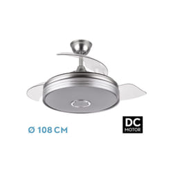 Fabrilamp - Ventilateur de plafond Bluetooth dc Matanuska 72W Nickel 4 pales