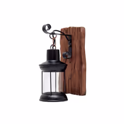 Applique rustique Série FINCA en noir et marron. Fabriquée en métal, bois et verre. Style rustique, combinant le métal et le  ...