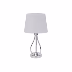 Lampe de table série DUBROVNIK det abat-jour BLANC. Elle est fabriquée en métal et en textile. Elle présente un design très o ...