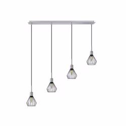 Lampe suspendue de quatre lumières from the SAN PE series.TERSBURG de noir/chrome. Réalisée en métal avec un design moderne e ...