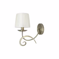Applique Série LUXOR en couleur CUIR avec abat-jour BEIGE. Elle est réalisée en métal et en textile. Son corps a un design tr ...