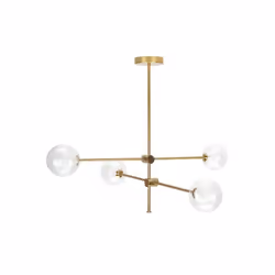 LampeLustre ofquatre lumières de la série JERUSALEN of couleur BRONZE avec double abat-jour, blanc et transparent. Il se comp ...