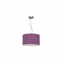 Pendentif de la série NICOLE en couleur LILA. Fabriquée en métal et en textile. Elle est équipée d'une douille E27. Ampoule n ...