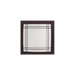 Plafonnier de la série AMET en couleur wengé. Fabriqué en verre décoré de lignes de couleur. Il est équipé de deux douilles E ...