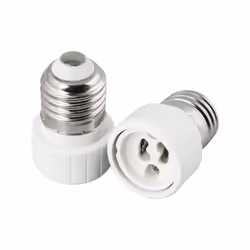 CONVERTISSEUR GU10 vers E27 ofde couleur blanche. Il permet d'adapter n'importe quelle ampoule GU10 dans des douilles E27. Se ...