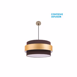 Pendentif de la série BREMEN en color LEATHER et abat-jour BROWN/GOLD of 50 centimètres of de diamètre. Il est doté de trois  ...