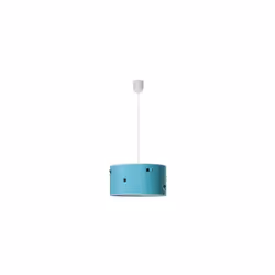 Pendentif série Button de couleur turquoise. Ses dimensions sont 75X35X35 avec hauteur réglable. Fabriquée en textile, elle e ...
