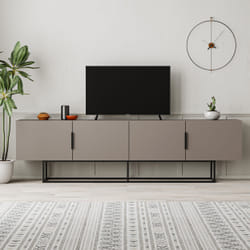 Meuble TV TITAN – Moka – 4 portes grand rangement – 200 x 35 x 55 cm