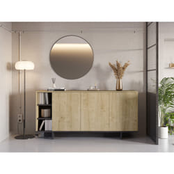 Buffet CEQUOIA – Chêne & Noir – 3 portes 3 niches – 170 x 40 x 80 cm