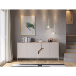 Buffet LILOU - Chêne Artisan & Crème - 4 portes - 180 x 40 x 80 cm