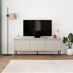Meuble TV GRETA – Crème – 3 portes – 150 x 35 x 55 cm