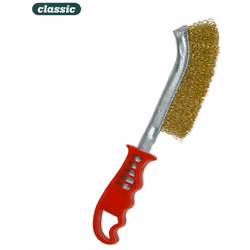 Brosse Manche Plastique Acier Bronzé F116a (ACIER Laitoné Manche Rouge Longue 245mm - 9 5/8"") Mota