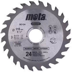 Lame Pour Scie Circulaire Widia Ø115mm 24 Dents Clp18 Sc124p (Ø115mm - 4 1/2"" - 24 Dents Max. Rpm 10.000). Dents En Carbure  ...