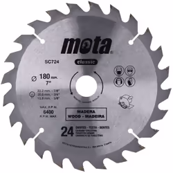 Lame Pour Scie Circulaire Widia Ø180mm 24 Dents Clp18 Sc724p (Ø180mm - 4 1/2"" - 24 Dents Max. Rpm 6400). Dents En Carbure De ...