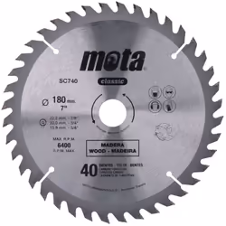 Scie Circ Widia Ø180mm 7 1-4 40 Dts Clp18 Sc740p Dents En Carbure De Tungstène. Comprend Des Douilles De Réduction Pour L'ess ...