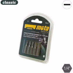 Jeu embouts de vissage plats 1/4" 5unit X 50mm blj2 mota. . . Poids : 0,062Kg Indice de Protection IP : IP20 Certification : ...