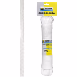 Corde tressée en plastique blanche. - Écheveau de 25 mètres. - Corde en plastique tressée avec âme. - Idéale pour étendoirs à ...