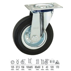 Wolfpack 11110023 roulette de meuble 12,5 cm