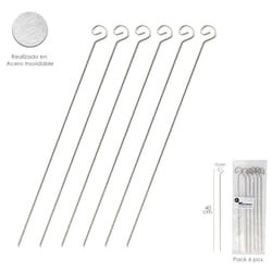 Grandes Brochettes Inox 40 cm. (Blister 6 Unités) Saturnia