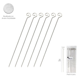 Saturnia - Petites brochettes en inox 30 cm. (Sac 6 Unités)