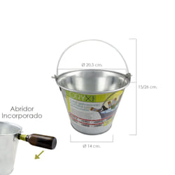 Seau Polyvalent en Zinc Métal Galvanisé 2 Litres 20,5 x 14 x 15 (alt.) cm. avec ouvre-bouteille