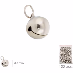 Grelot - Nickelé. - Dimensions : 8 mm. - Sac 100 unités.