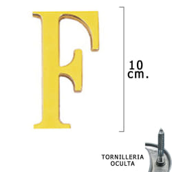 Lettre F en laiton 10 cm. avec vis cachées (Blister 1 pièce)