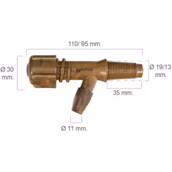 Robinet tonneau - Conçu en plastique. - Pour 50 litres. - Dimensions : 96 mm de longueur et 18 mm de diamètre extérieur - Fil ...