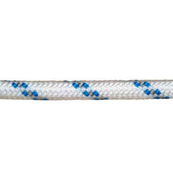 Corde Polyester Tressé Blanc/Bleu 4 mm. Bobine de 200 m.