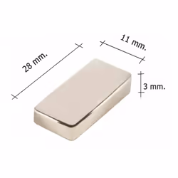 Aimant magnétique Wolfpack - Néodyme rectangulaire. - Dimensions : 28x11x3mm. - Blister 1 pièce. - Usage strictement domestiq ...