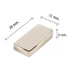 Wolfpack - Aimant Néodyme Rectangulaire 28x11x3 mm. (Blister 1 pièce)