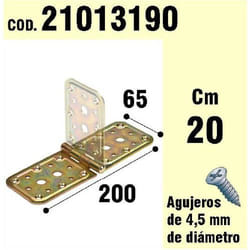 Support Pour Charnière Bois Bichromaté 65 x 200 mm.