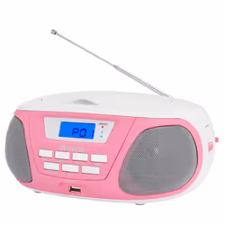 Aiwa BBTU-300PK Système stéréo portable Analogique et numérique 5 W AM, FM, MW Rose, Blanc Lecture de MP3