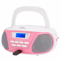 Aiwa BBTU-300PK Système stéréo portable Analogique et numérique 5 W AM, FM, MW Rose, Blanc Lecture de MP3 - Vue supplémentaire 4
